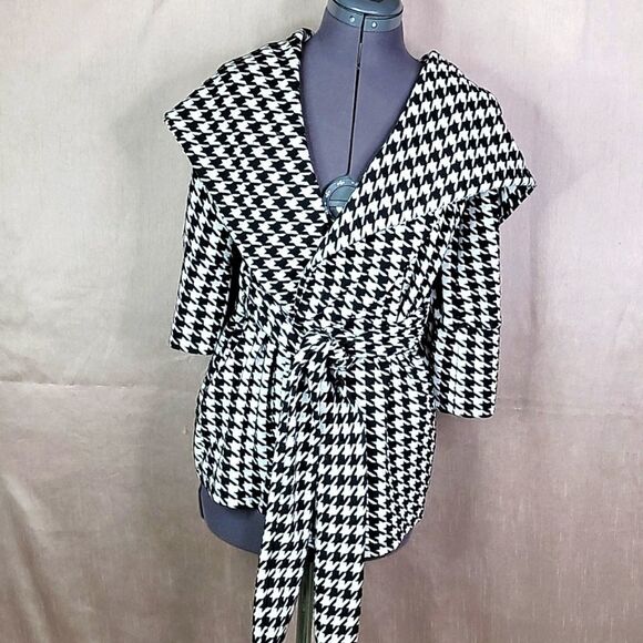 XTAREN Hooded Houndstooth Coat Small‎ - Picture 1 of 8